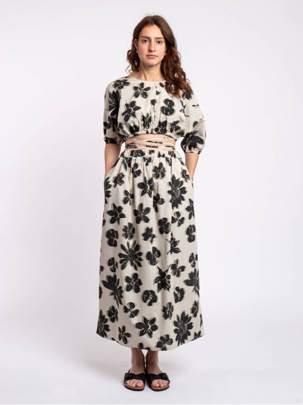 Ninety Percent blurred floral top and skirt set